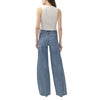 Vue arrière du jean La Maison du Bleuet Isbister taille haute à jambe large en denim indigo délavé avec poches