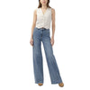 Jean La Maison du Bleuet Isbister taille haute à jambe large en denim indigo moyen avec coutures latérales en angle