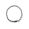 La Maison du Bleuet silver rope chain bracelet in 316L stainless steel with a secure clasp on a black background