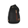Sac bandoulière Maison Taïga vertical noir et cognac avec poche zippée et détails dorés pour un style urbain