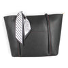 Sac fourre-tout Maison Taïga Signature Deluxe en cuir noir structuré avec foulard décoratif à motifs géométriques