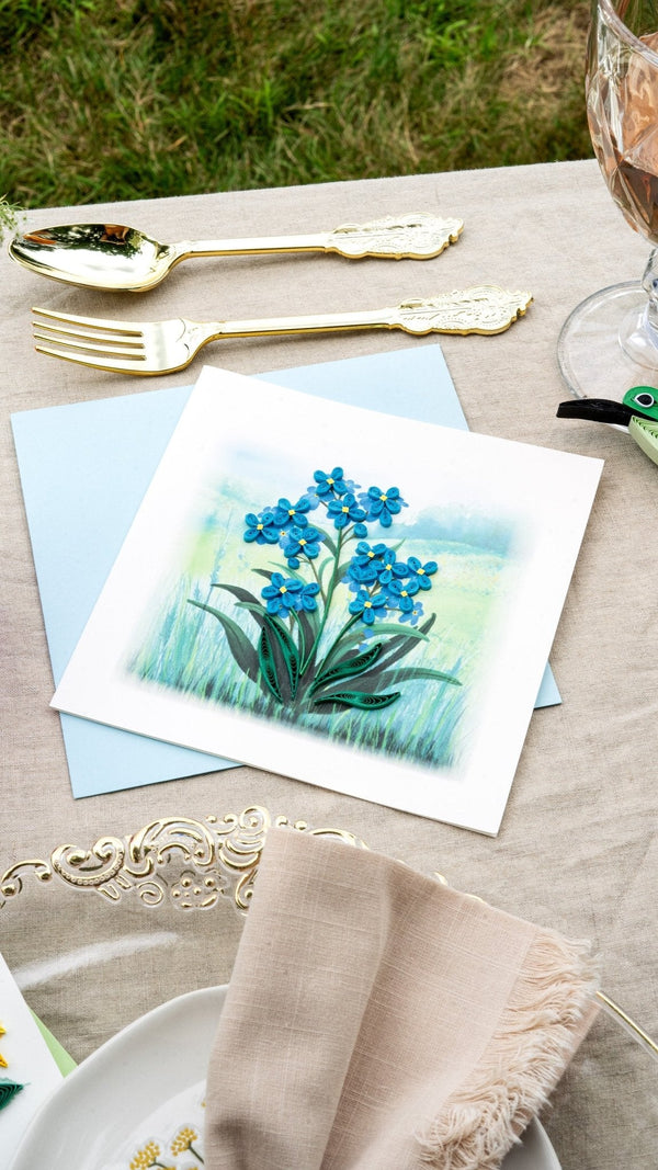Carte de vœux quillée Myosotis