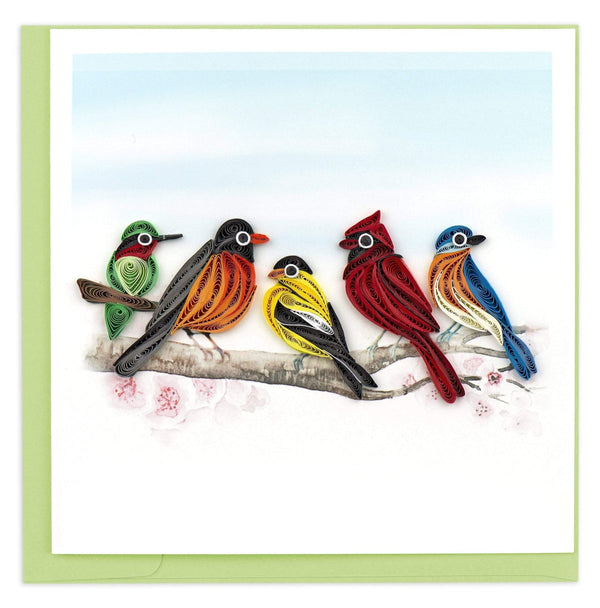 Carte de vœux oiseaux chanteurs en quilling