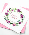 Carte de vœux florale LOVE en quilling