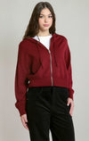 HOODED SWEATER ZIP-UP TOP