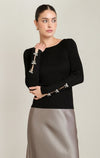 BOW RHINESTONE SWEATER TOP