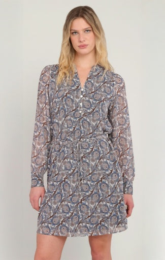 BELTED BUTTON DETAIL DRESS