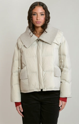 KNIT COLLAR PUFFER